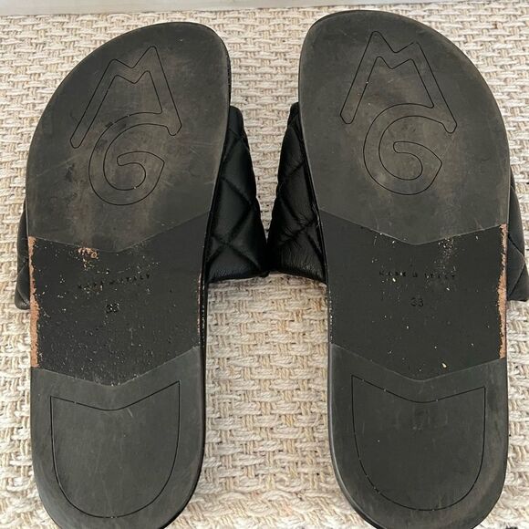 M. Gemi Black quilted leather Alessa slide sandals Sz 36 Womens 6 - Picture 5 of 6